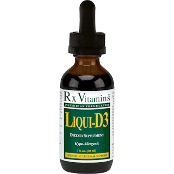 Rx Vitamins Liqui-D3 2000 IU, 1 fl oz, front of dropper bottle
