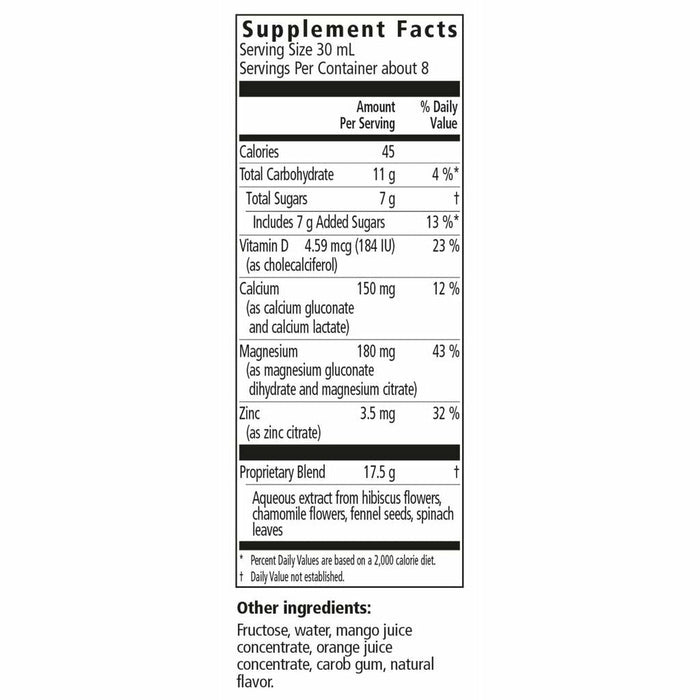 Salus Calcium Magnesium Liquid 8.5 fl oz supplement facts label