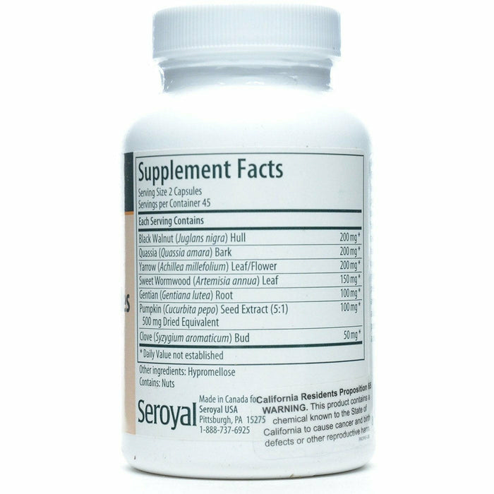 Seroyal Genestra Black Walnut Capsules 90 veg capsules supplement facts label