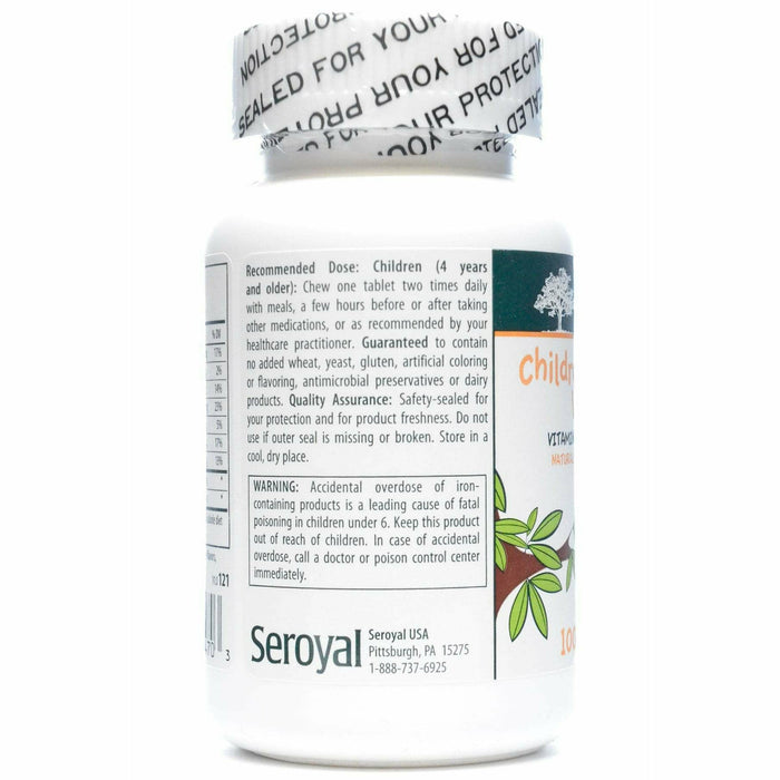 Seroyal Genestra Children's Chewable Vitamins 100 chewable tablets side label
