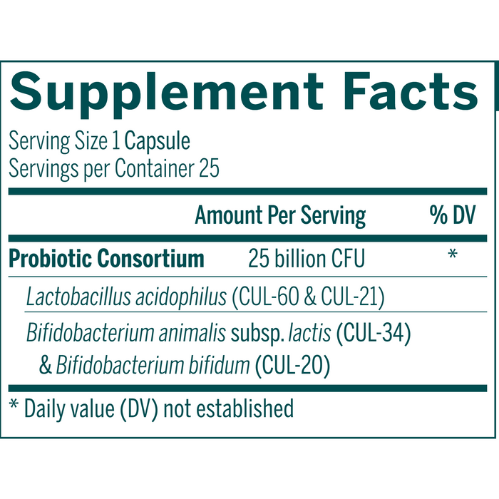 Seroyal Genestra HMF Intensive Shelf-Stable 25 veg capsules supplement facts label