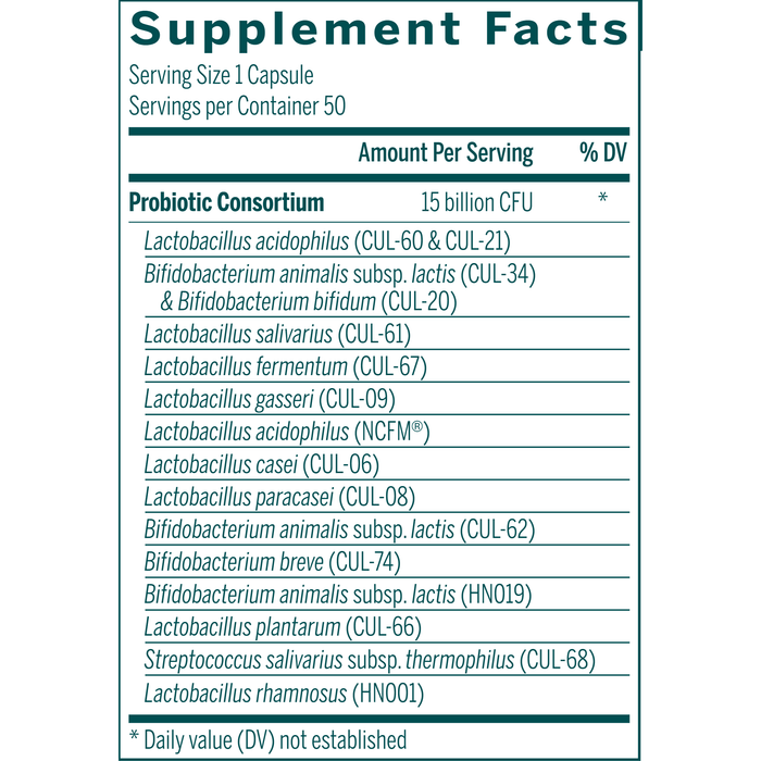 Seroyal Genestra HMF Multi Strain 50 veg capsules supplement facts label