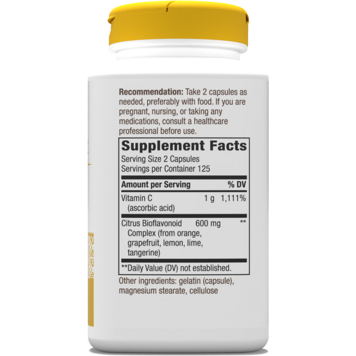 Vitamin C w/Bioflavonoids 250 caps by Nature's Way Supplement Facts Label