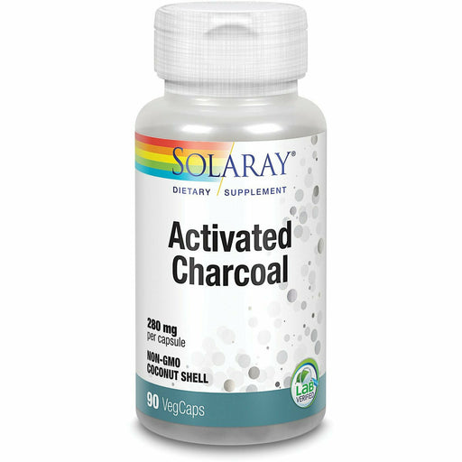Solaray Activated Charcoal 280 mg, 90 veg capsules, front of bottle