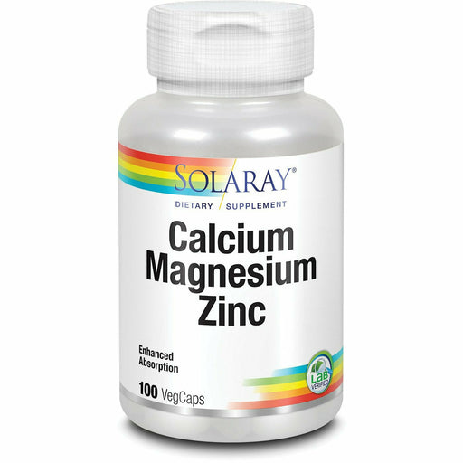 Solaray Calcium Magnesium Zinc, 100 veg capsules, front of bottle