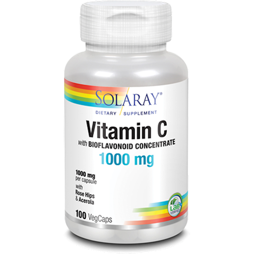 Solaray Vitamin C with Bioflavonoid Concentrate 1000 mg, 100 veg capsules, front of bottle