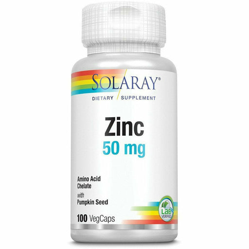 Solaray Zinc 50 mg, 100 veg capsules, front of bottle