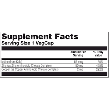 Solaray Zinc Copper 100 veg capsules supplement facts label