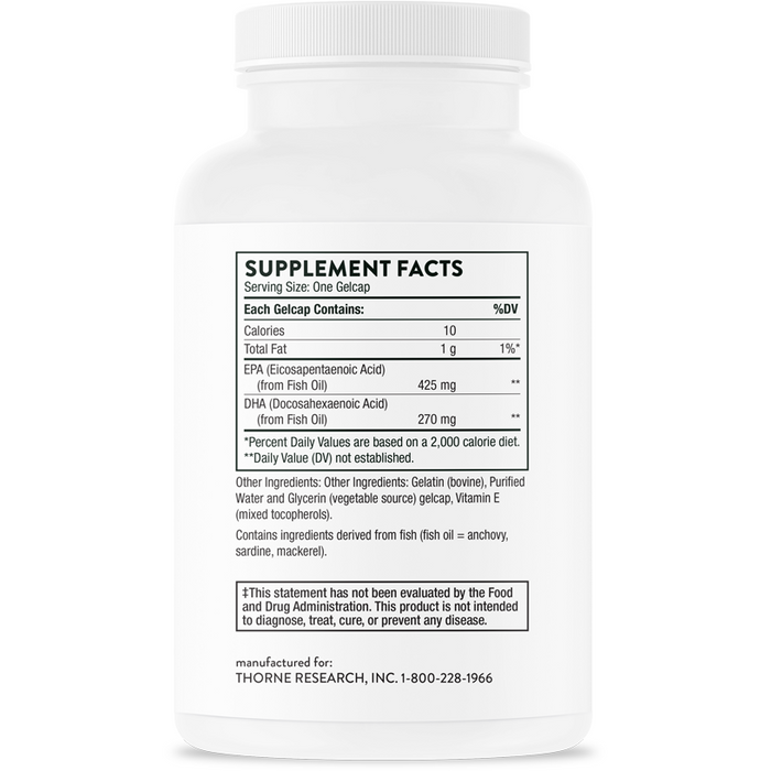Super EPA NSF 90 gelcaps by Thorne Supplement Facts