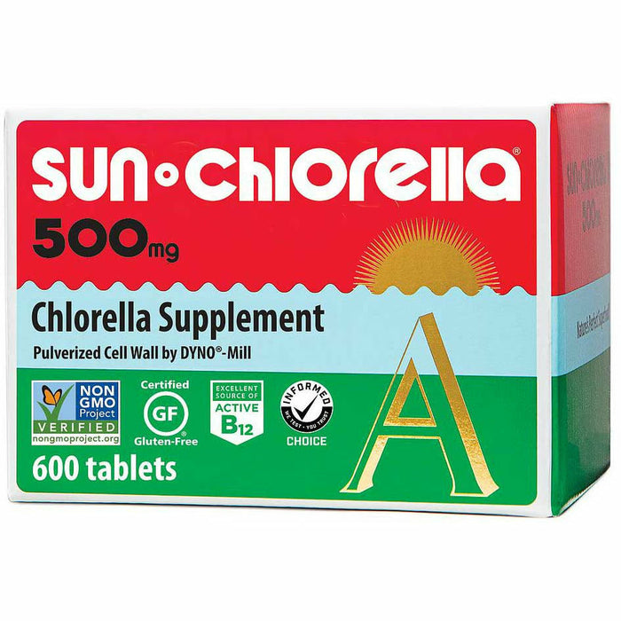 Sun Chlorella 500 mg, 600 tablets, front of box