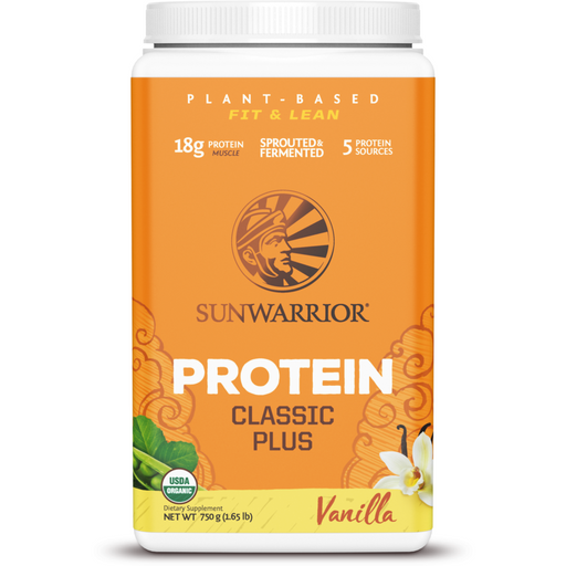 Sunwarrior Classic Plus Plant-Based Protein, Vanilla, 30 servings, front of tub
