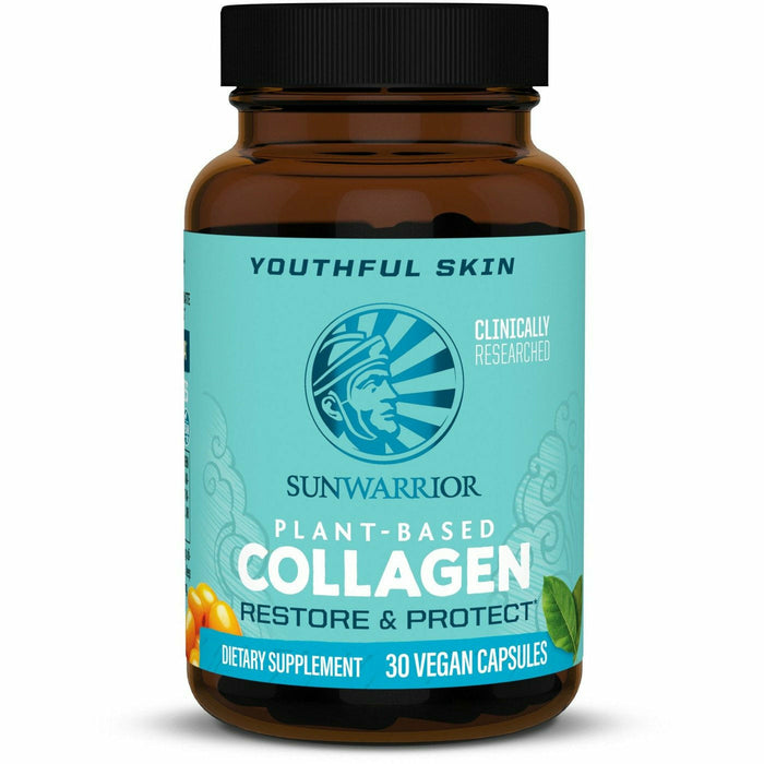 Sunwarrior Collagen Restore and Protect, 30 vegetarian capsules, front of bottle