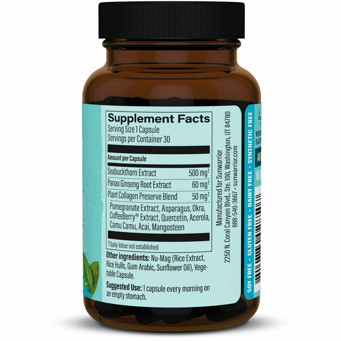 Sunwarrior Collagen Restore and Protect 30 vegetarian capsules supplement facts label
