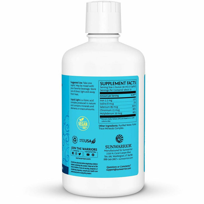 Sunwarrior Liquid Light 32 fl oz supplement facts label