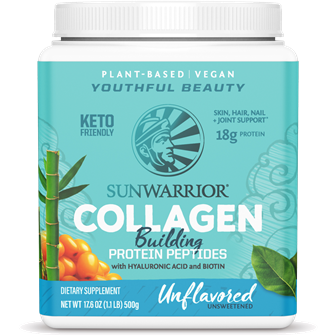 Sunwarrior Plant-Based Collagen Builder, Unflavored, 20 servings, front of tub