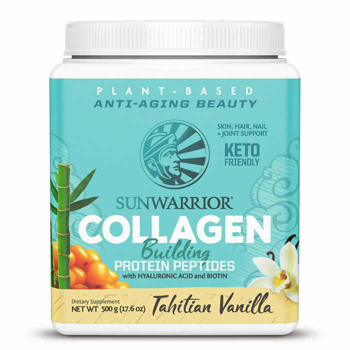Sunwarrior Plant-Based Collagen Builder, Vanilla, 20 servings, front of tub