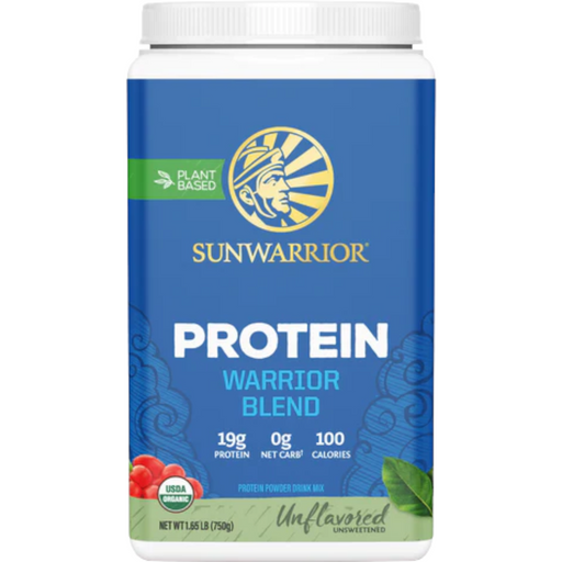 Sunwarrior Warrior Blend Plant-Based Protein, Natural, 30 servings, front of tub