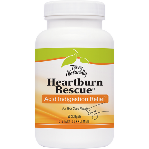 Terry Naturally Heartburn Rescue, 30 softgels, front of bottle