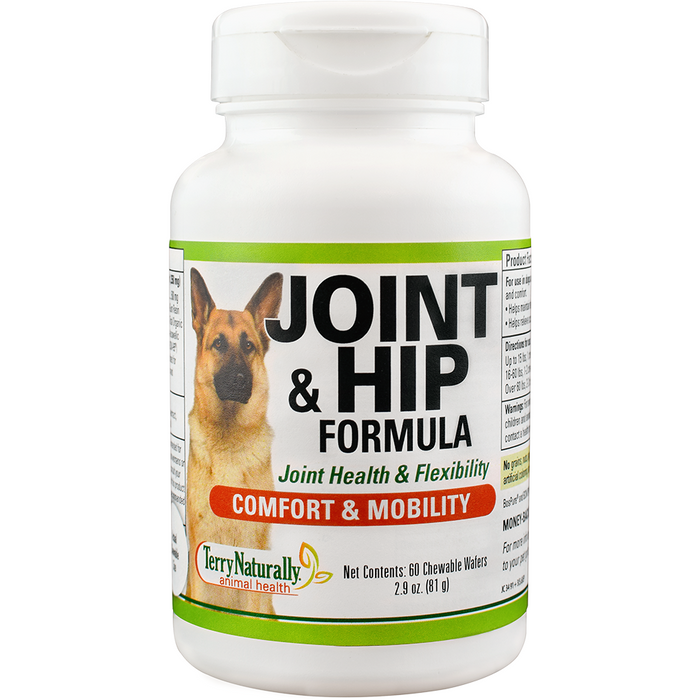 Terry Naturally Joint & Hip Formula for Dogs, 60 chewable wafers, front of bottle