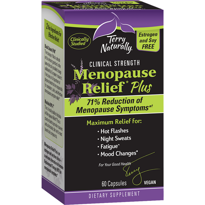 Terry Naturally Menopause Relief Plus, 60 capsules, front of box