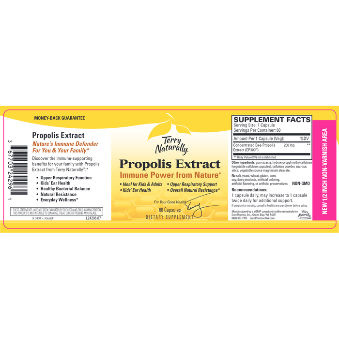 Terry Naturally Propolis Extract 60 capsules full label