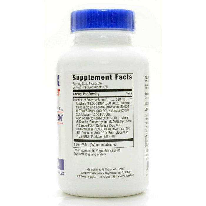 Theramedix Full Spectrum Digestion 180 capsules supplement facts label