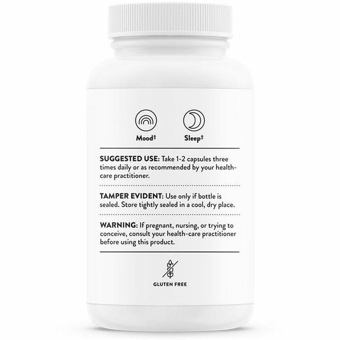 Thorne 5-HTP 100 mg 90 vegetarian capsules suggested use label
