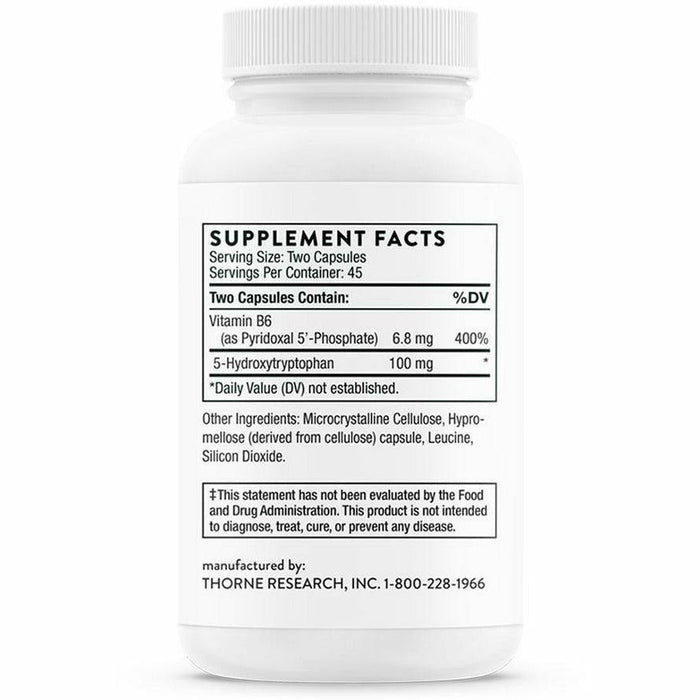 Thorne 5-HTP 100 mg 90 vegetarian capsules supplement facts label