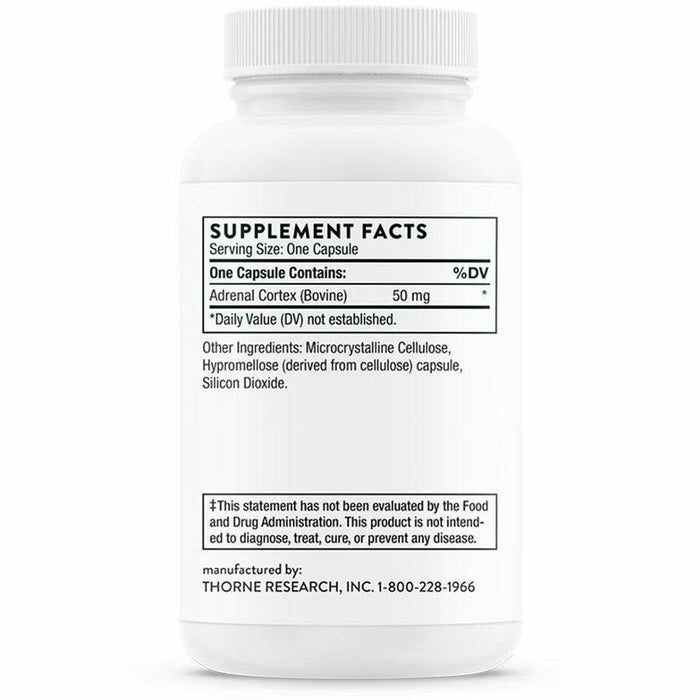 Thorne Adrenal Cortex 60 capsules supplement facts label