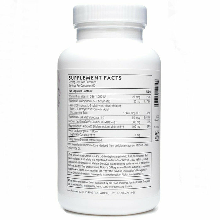 Thorne Advanced Bone Support 120 capsules supplement facts label