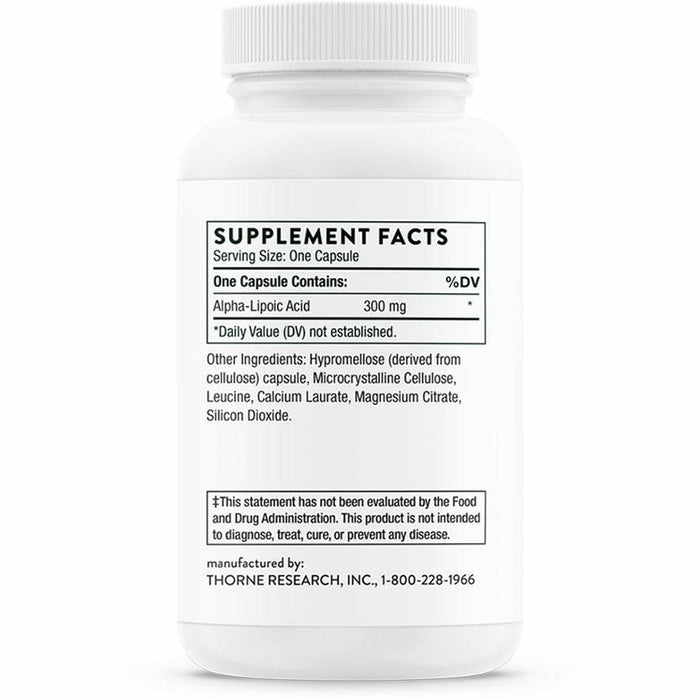 Thorne Alpha-Lipoic Acid 300 mg 60 capsules supplement facts label