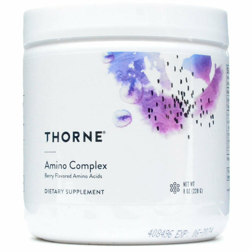 Thorne Amino Complex Berry NSF powder, 8 oz, front of canister