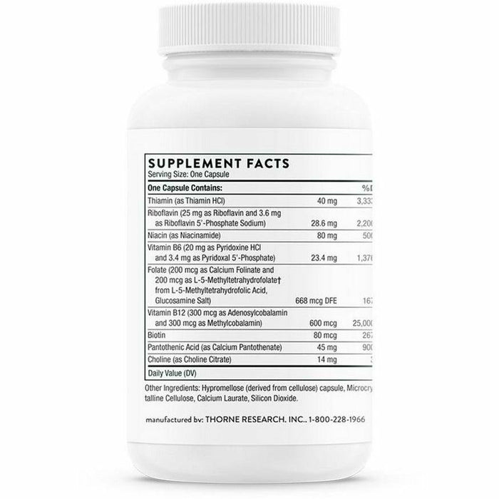 Thorne B-Complex #12 60 vegetarian capsules supplement facts label