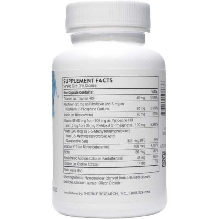 Thorne B-Complex #6 60 vegetarian capsules supplement facts label