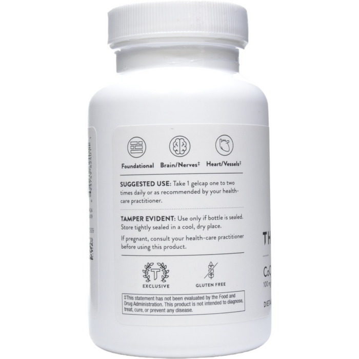 Thorne CoQ10 100 mg 60 gelcaps suggested use label