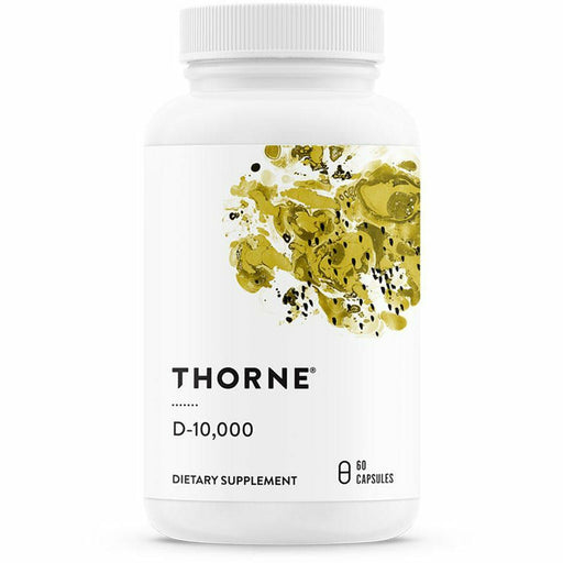 Thorne D-10,000, 60 capsules, front of bottle