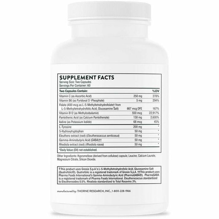Thorne Emotion Balance Support 120 vegetarian capsules supplement facts label