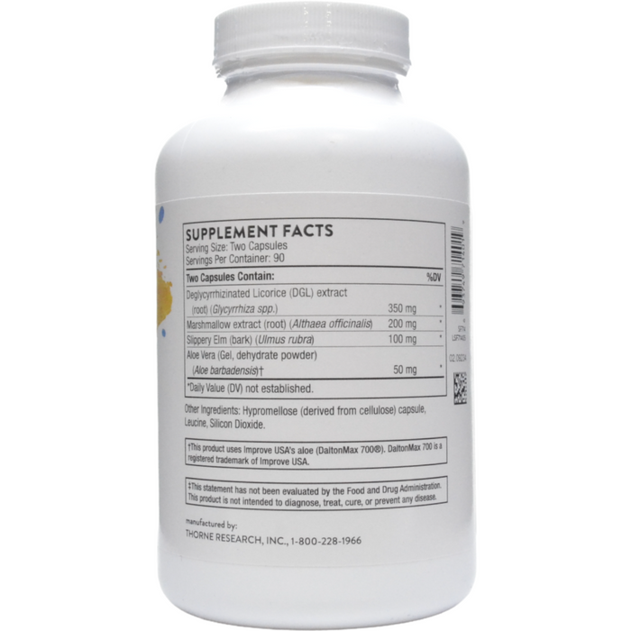 Thorne GI Relief 180 capsules supplement facts label