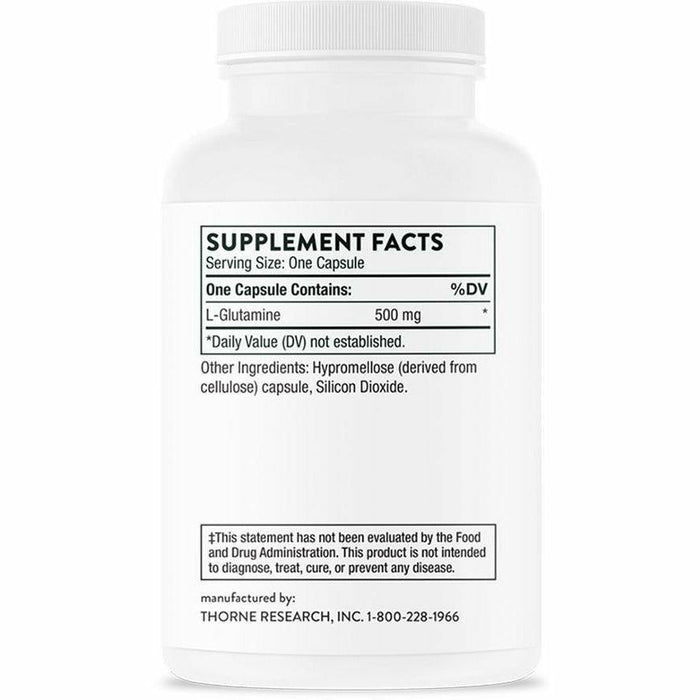 Thorne L-Glutamine 500 mg 90 capsules supplement facts label