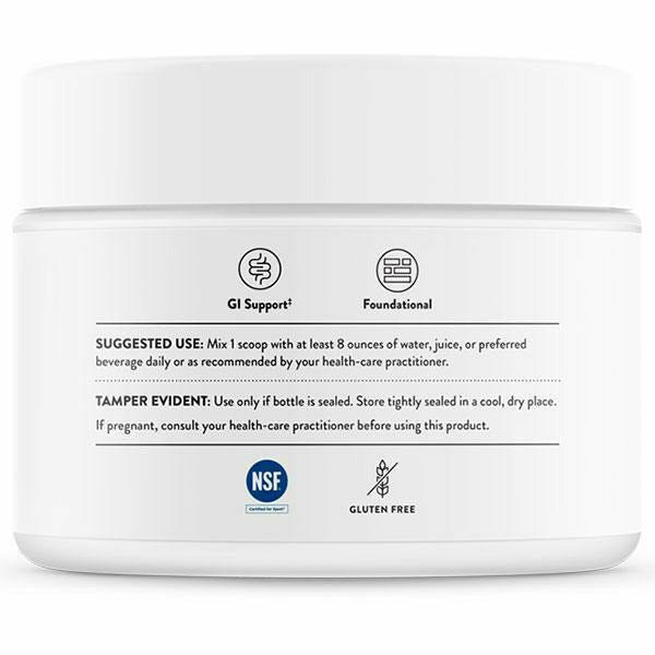 Thorne L-Glutamine Powder 18.1 oz suggested use label