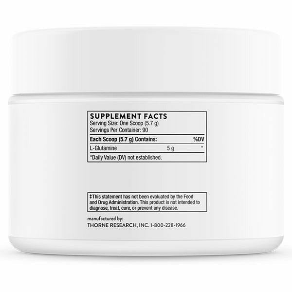 Thorne L-Glutamine Powder 18.1 oz supplement facts label