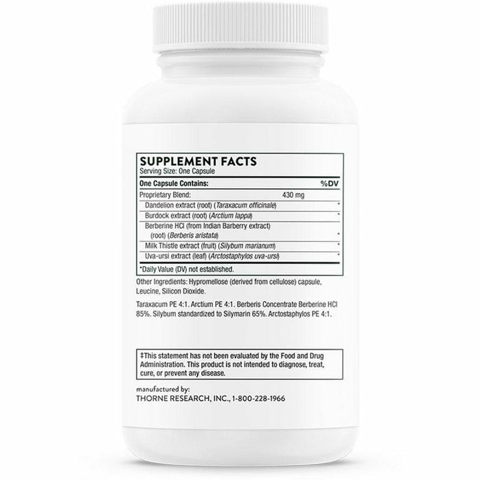 Thorne Liver Cleanse 60 capsules supplement facts label