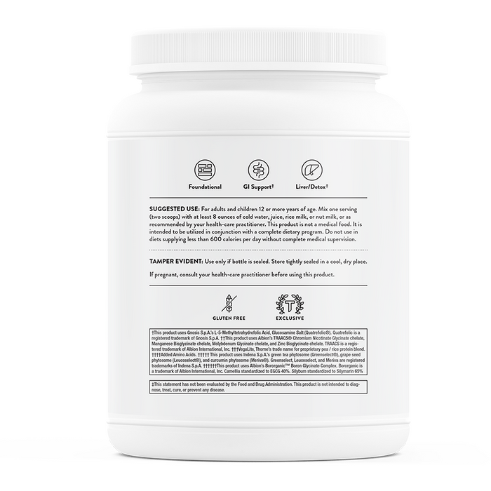 Thorne MediClear Plus 27.3 oz suggested use label