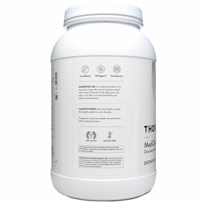 Thorne MediClear-SGS Chocolate 38.2 oz suggested use label