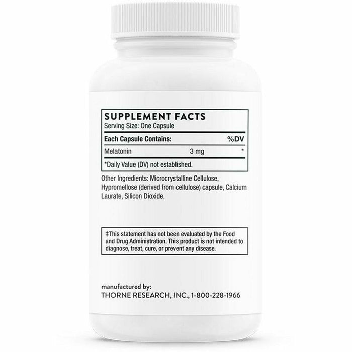 Thorne Melaton-3 3 mg 60 capsules supplement facts label