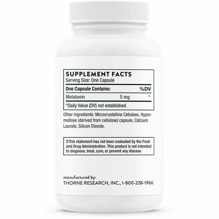 Thorne Melaton-5 5 mg 60 capsules supplement facts label