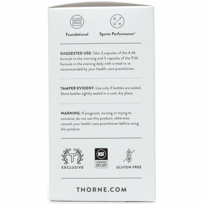 Thorne Multi-Vitamin Elite A.M. & P.M. NSF kit suggested use label