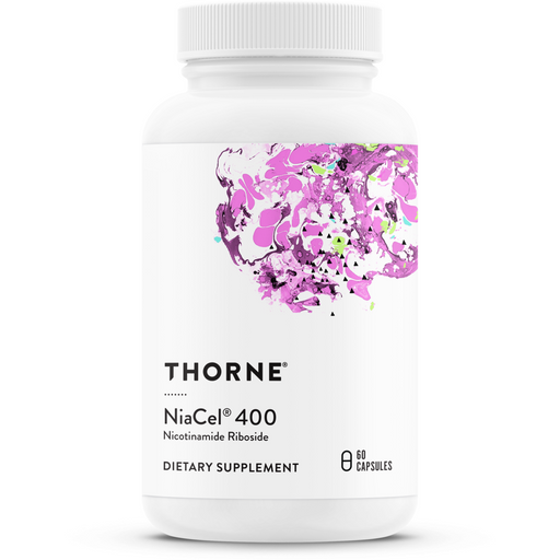 Thorne NiaCel 400, 60 capsules, front of bottle