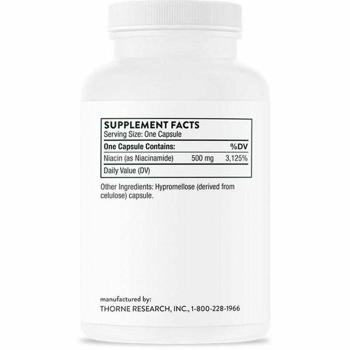 Thorne Niacinamide 500 mg 180 capsules supplement facts label