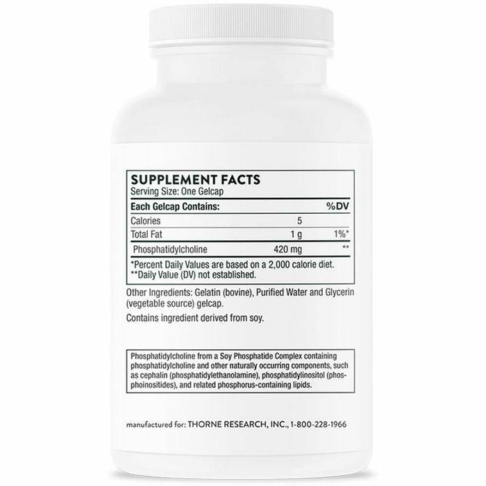 Thorne Phosphatidyl Choline 420 mg 60 capsules supplement facts label